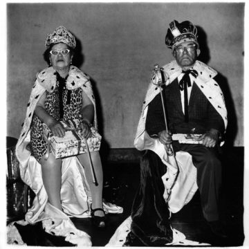 Diane Arbus, The King and Queen of a Senior Citizen's Dance, N.Y.C., 1970, gelatin silver print, 14 ¾ × 14 ½ inches. Gift of Ted Mitchell in memory of Lotte Lenya, 2004.02.91. © Estate of Diane Arbus.