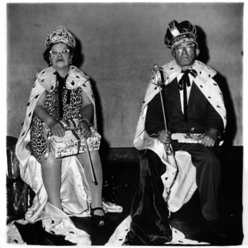 Diane Arbus, The King and Queen of a Senior Citizen's Dance, N.Y.C., 1970, gelatin silver print, 14 ¾ × 14 ½ inches. Gift of Ted Mitchell in memory of Lotte Lenya, 2004.02.91. © Estate of Diane Arbus.