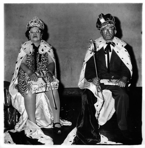 Diane Arbus, The King and Queen of a Senior Citizen's Dance, N.Y.C., 1970, gelatin silver print, 14 ¾ × 14 ½ inches. Gift of Ted Mitchell in memory of Lotte Lenya, 2004.02.91. © Estate of Diane Arbus.