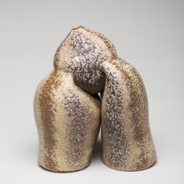 Karen Karnes, Untitled Sculpture, 2003, wood-fired and glazed stoneware, 8 ½ × 5 ⅜ inches. Black Mountain College Collection, Museum purchase with funds provided by June & Vito Lenoci, Helga & Jack Beam, and Pamela L. Myers in memory of James Roy Moody, 2004.11.85.