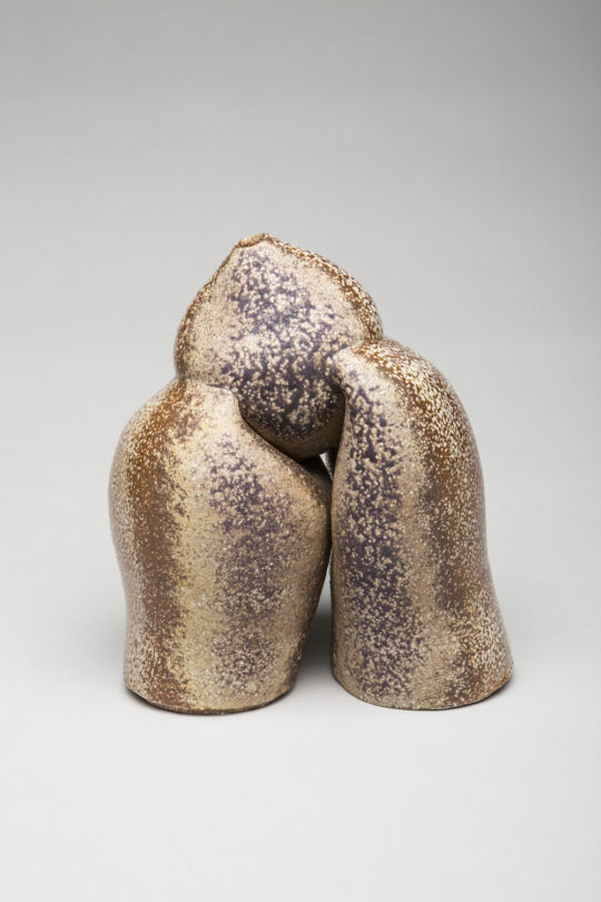 Karen Karnes, Untitled Sculpture, 2003, wood-fired and glazed stoneware, 8 ½ × 5 ⅜ inches. Black Mountain College Collection, Museum purchase with funds provided by June & Vito Lenoci, Helga & Jack Beam, and Pamela L. Myers in memory of James Roy Moody, 2004.11.85.