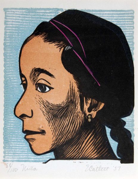 Elizabeth Catlett, Niña, 1957, linocut, 6 × 5 ⅛ inches. 2004 Collectors' Circle purchase, 2004.24.01.66. © Catlett Mora Family Trust / Artists Rights Society (ARS), New York.