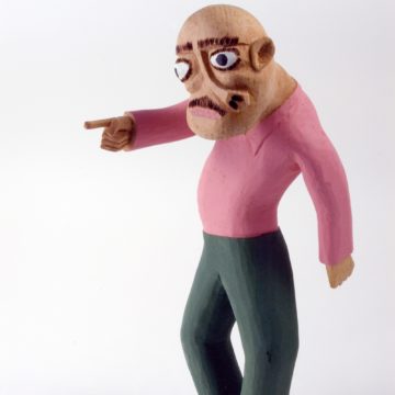 Sulton Rogers, Untitled Man with Pink Shirt and Green Pants, not dated, carved and painted wood, 12 ½ × 4 × 6 inches. Museum purchase, 2006.11.02.32.