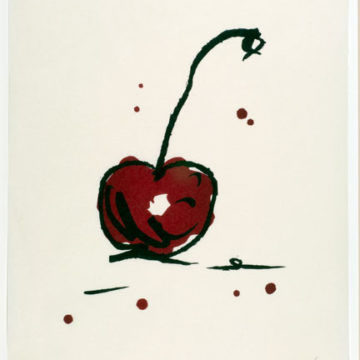 Claes Oldenburg, Cherry, 1991, color woodcut on rice paper, edition 24/100, 26 × 18 ½ inches. Gift of Ray Griffin & Thom Robinson, 2011.30.05.65. © Claes Oldenburg.