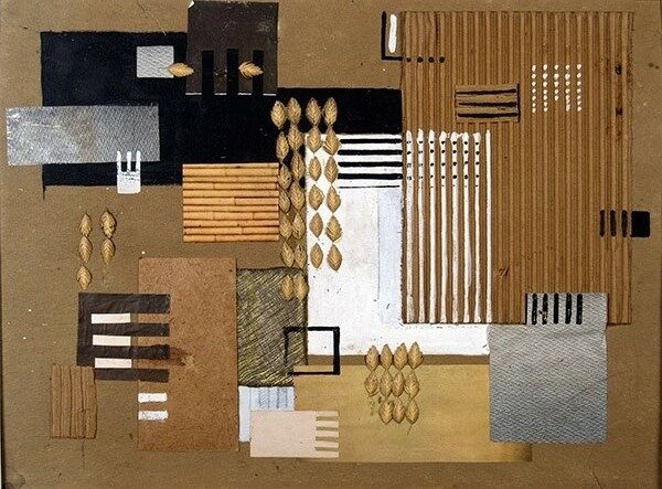 Faith Murray Britton, Matière Study, 1941, collage on cardboard, 13 ½ × 18 ¼ inches. Black Mountain College Collection, gift of Black Mountain College Project, 2012.26.01.29.