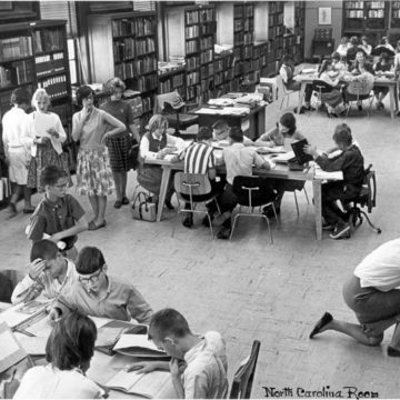 A reading room in the historic Pack Library is now used as an education studio in the Asheville Art Museum.