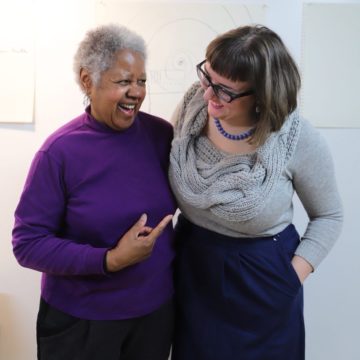Artist Clarissa Sligh (left) with Curatorial Assistant Lola Clairmont. [Photo by Shauna Caldwell]