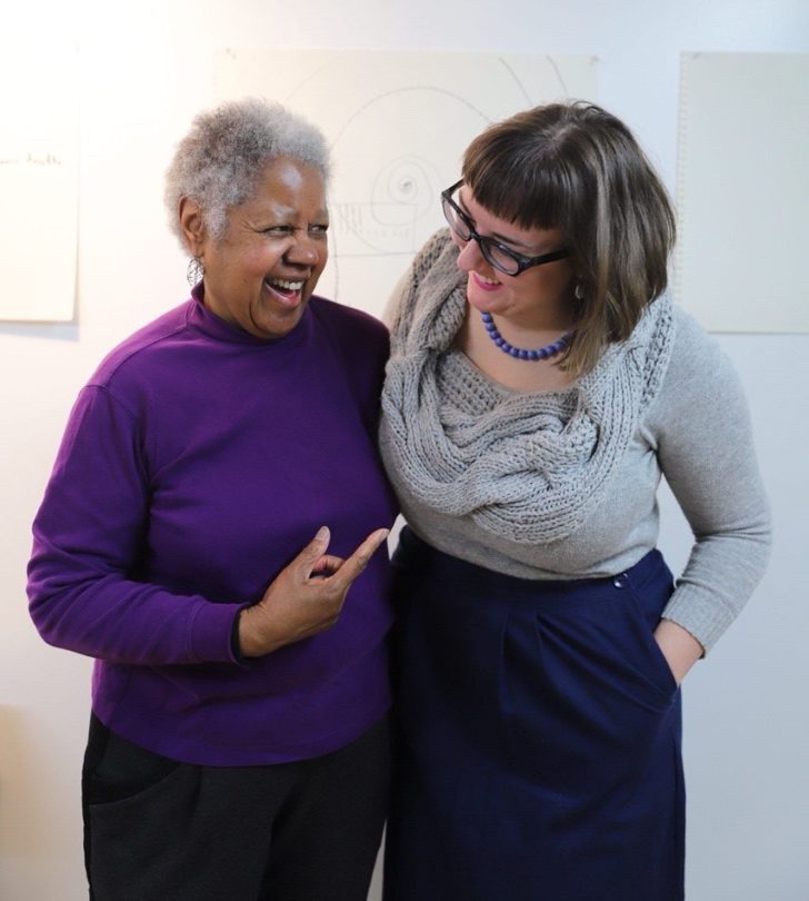 Artist Clarissa Sligh (left) with Curatorial Assistant Lola Clairmont. [Photo by Shauna Caldwell]