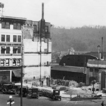 The site of 2 South Pack Square in the early 1920s.